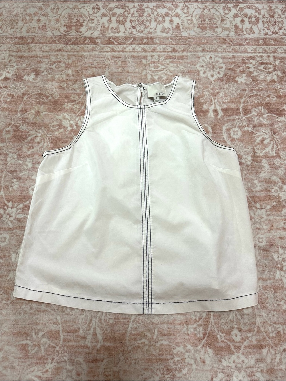 Cotton 🤍 Contrast Stitch Shell Top - Greylin - Picture 3 of 11